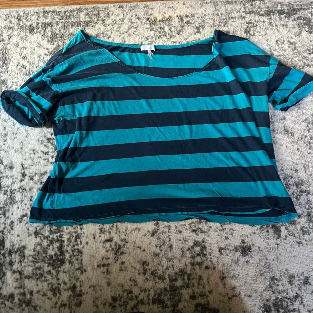 Blue & Navy Striped Boxy Tee